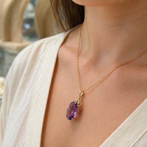 Amethyst Imperial Oval Gold Necklace