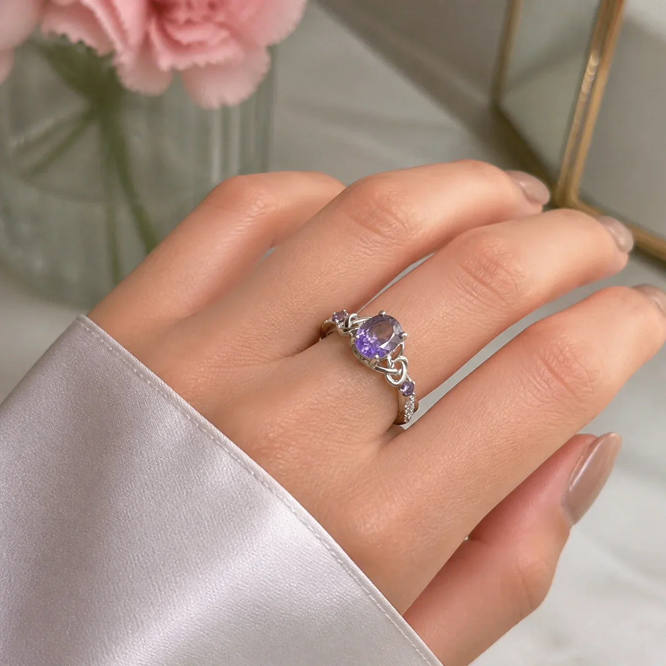 Amethyst Weißgold Knotenring