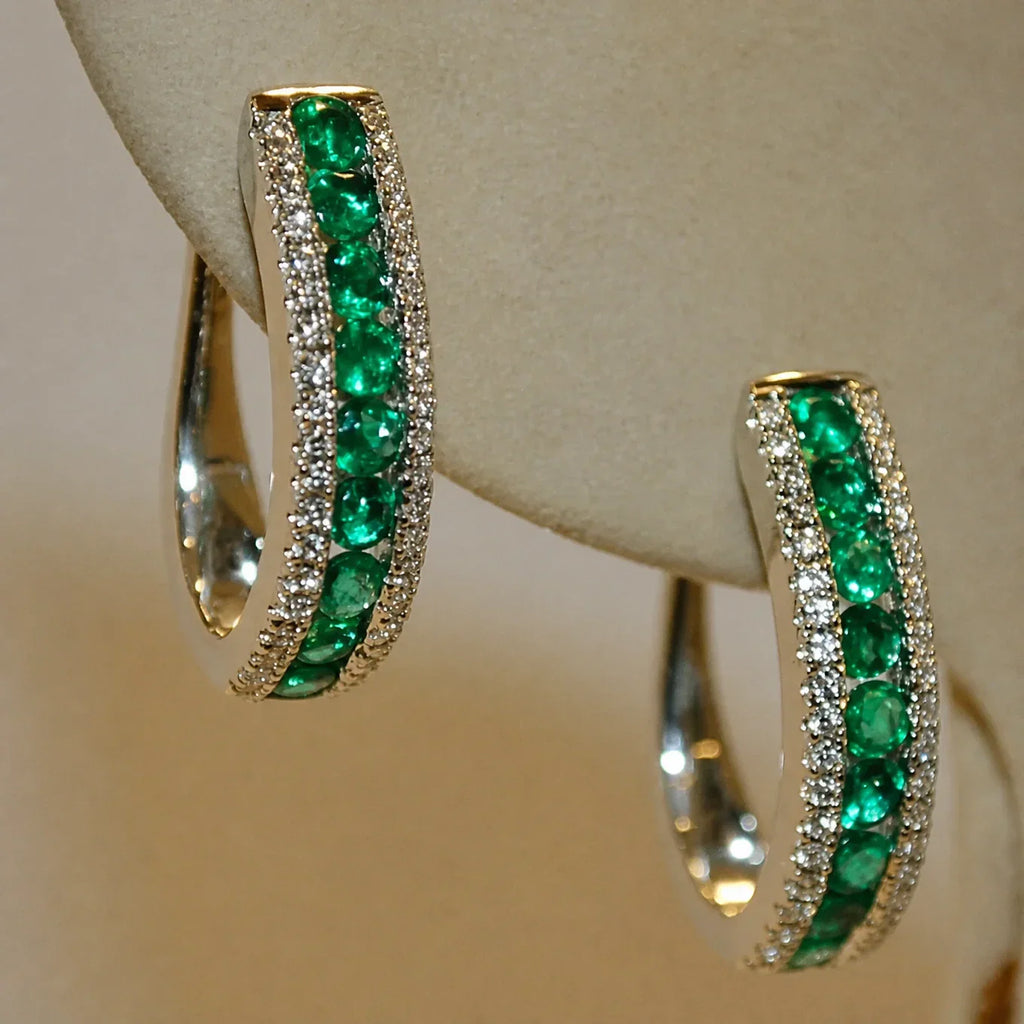 Elegante Glanz Smaragd Ohrringe