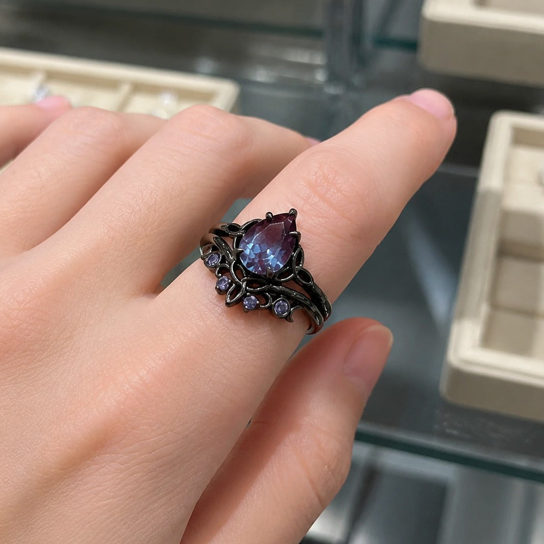 Amethyst-Layer-Ring aus Weißgold