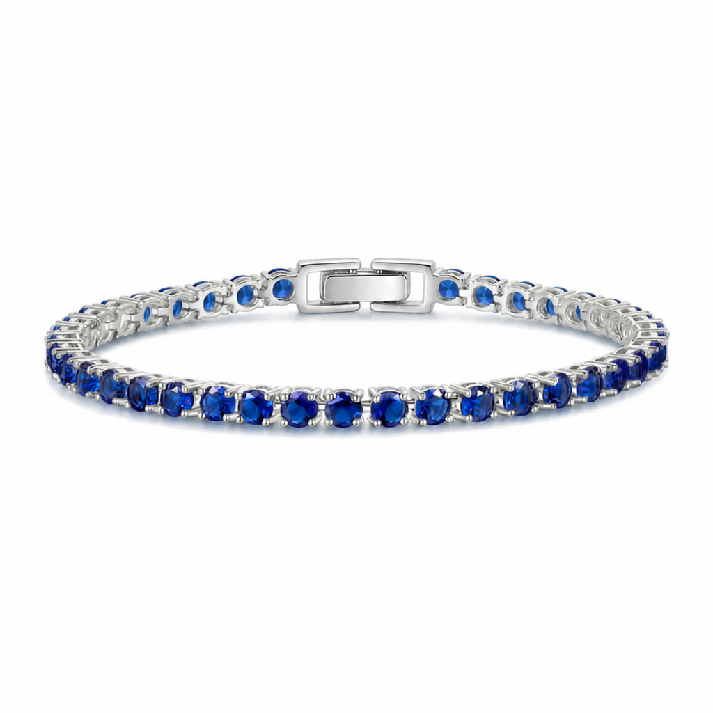 Sapphire Tennis Armband aus Weißgold