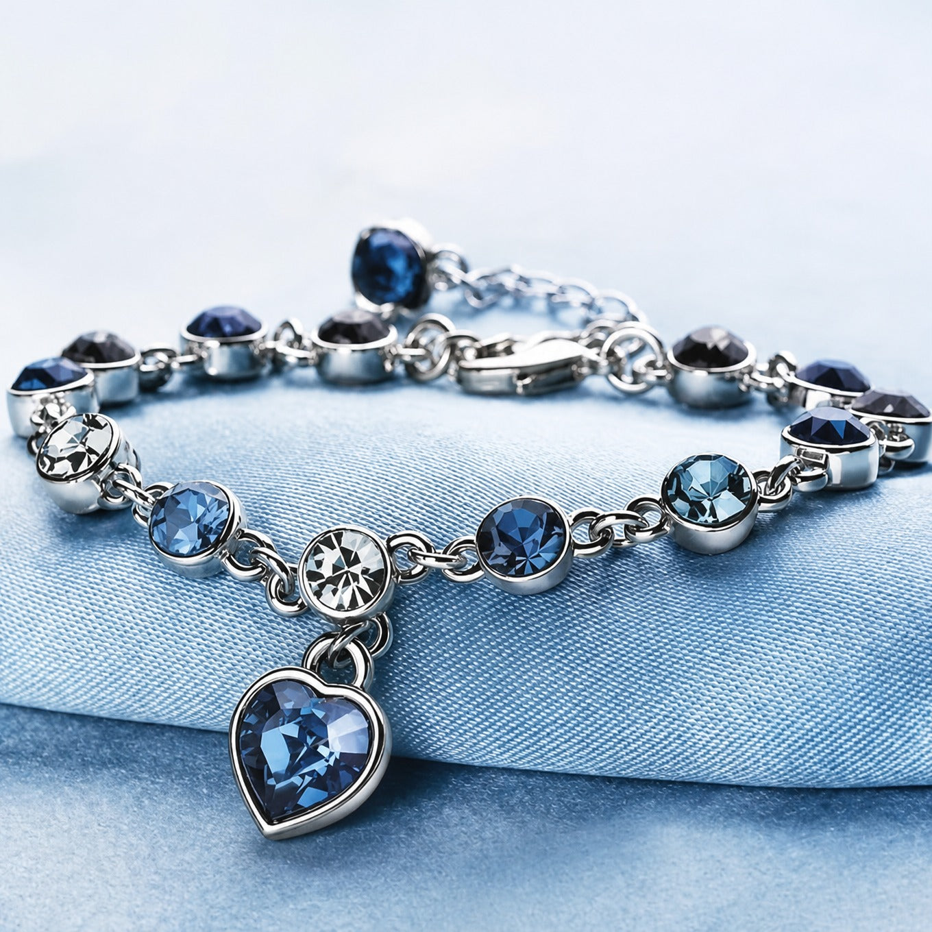 Ozean Herz Glühen Weißgold Armband
