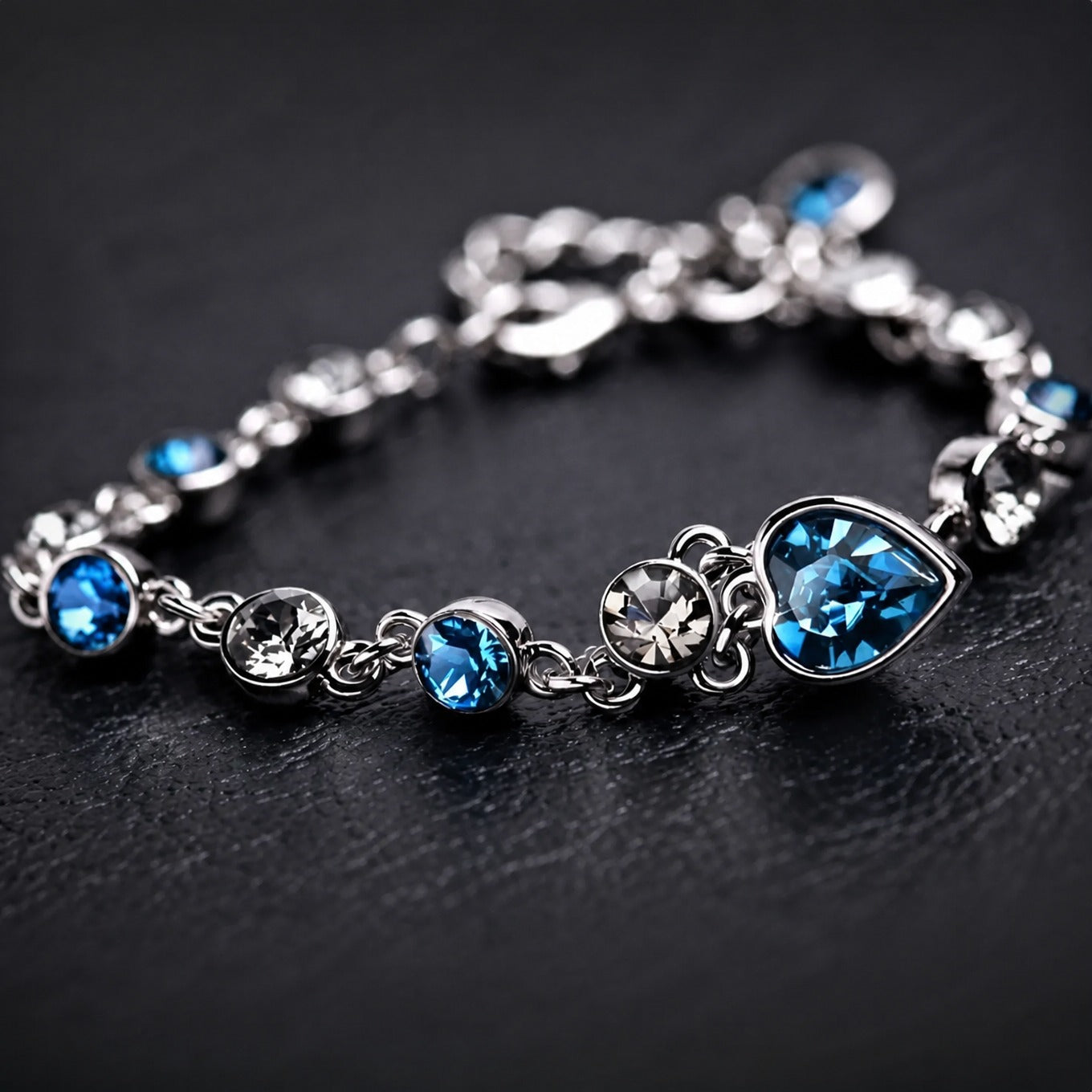 Ozean Herz Glühen Weißgold Armband
