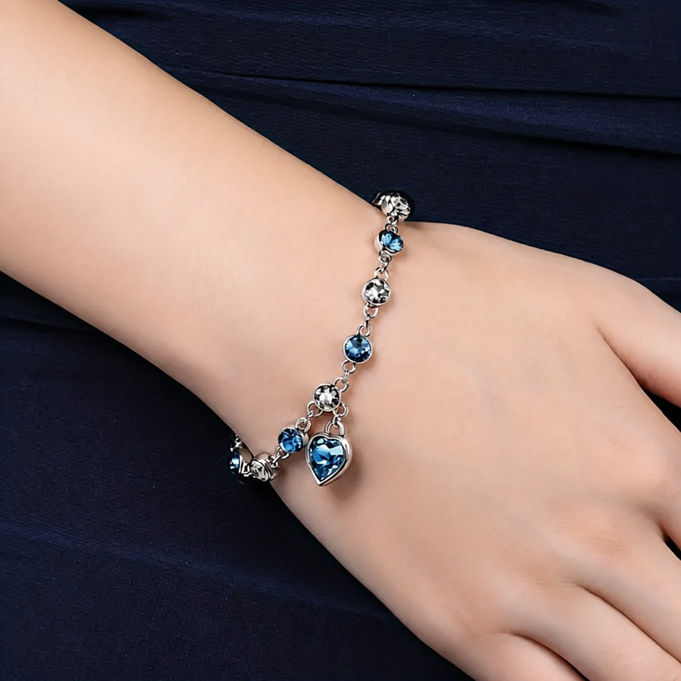 Ozean Herz Glühen Weißgold Armband