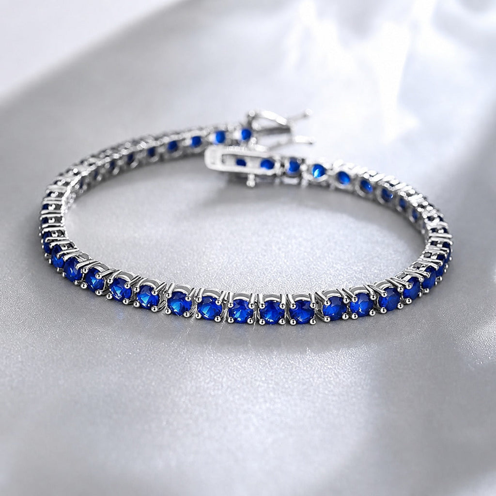 Sapphire Tennis Armband aus Weißgold