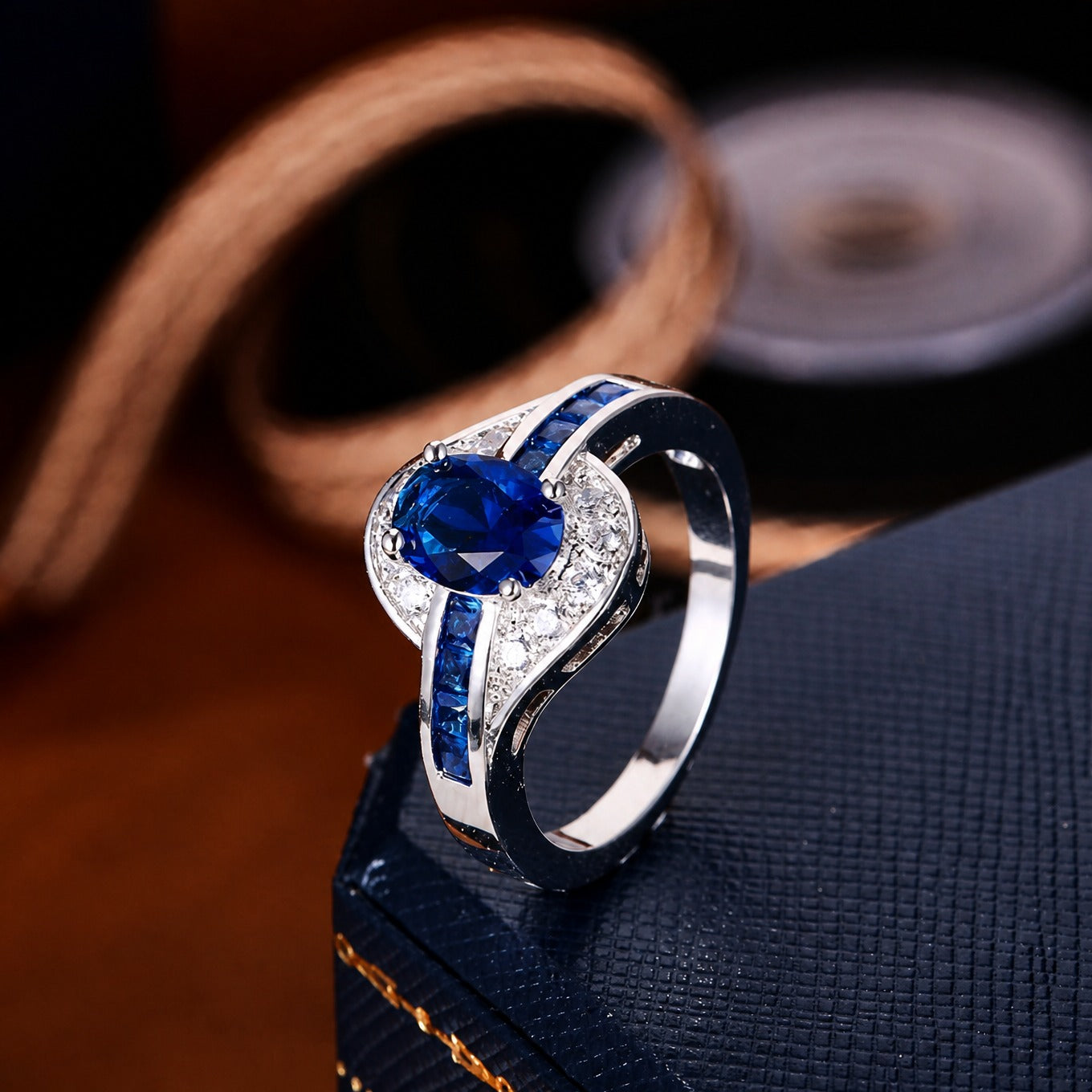 Saphir Flow Weißgoldring
