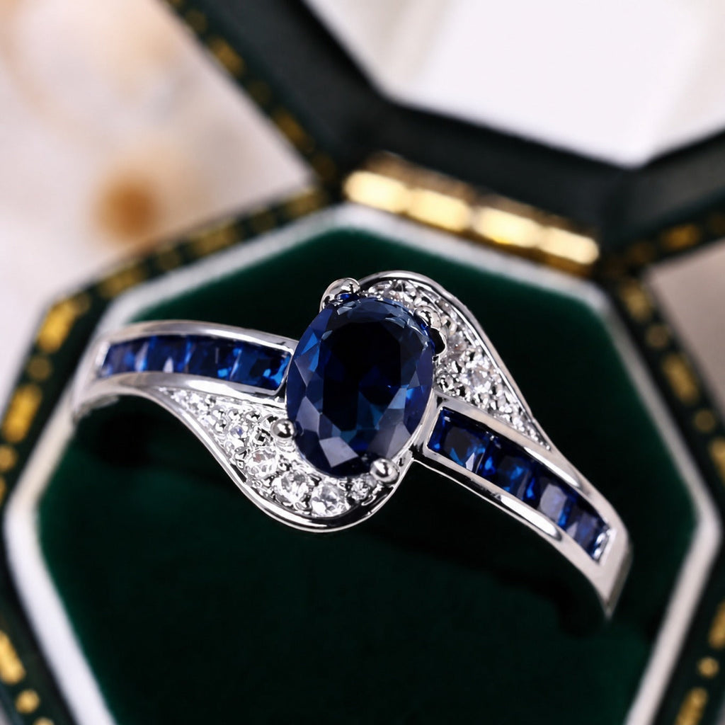 Saphir Flow Weißgoldring