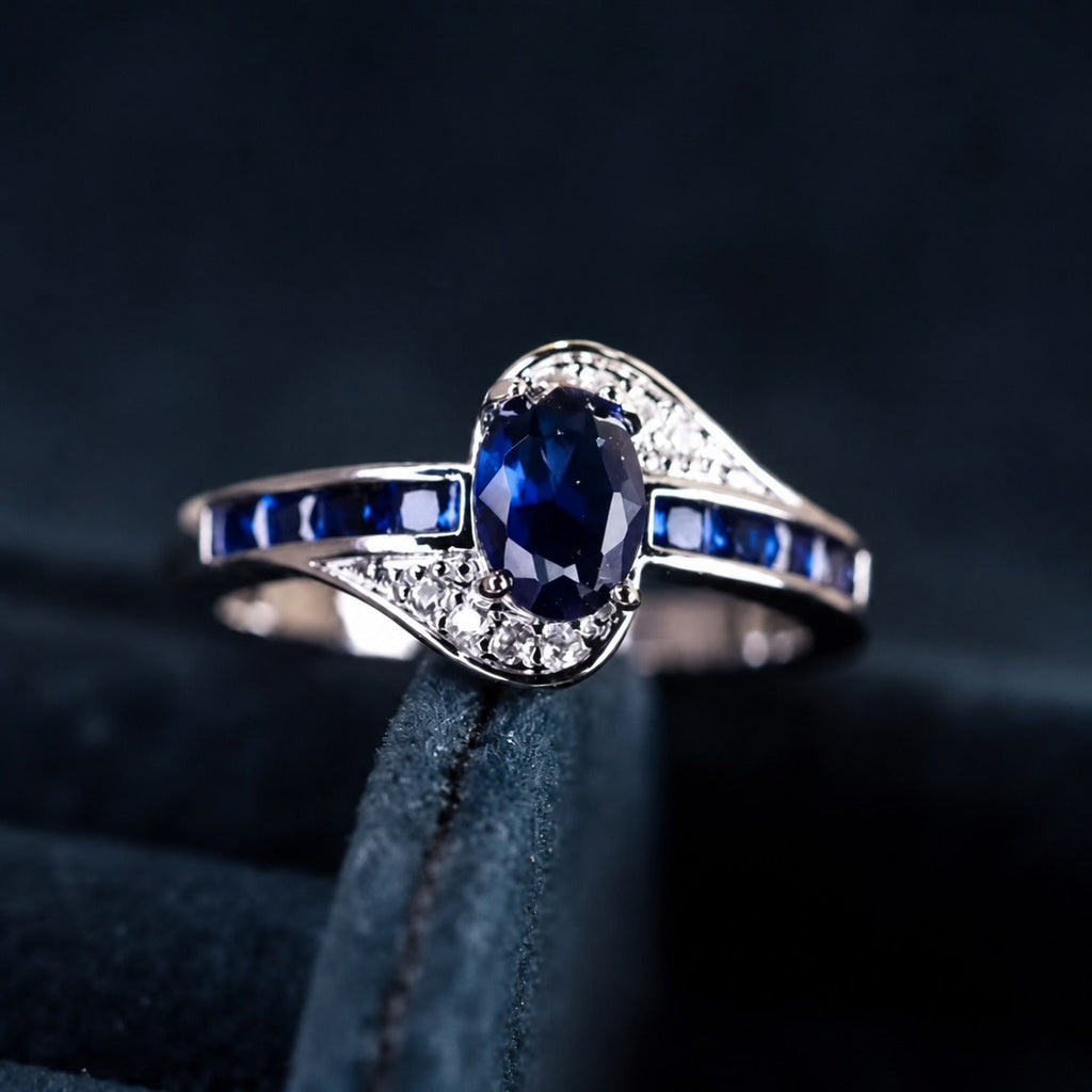 Saphir Flow Weißgoldring
