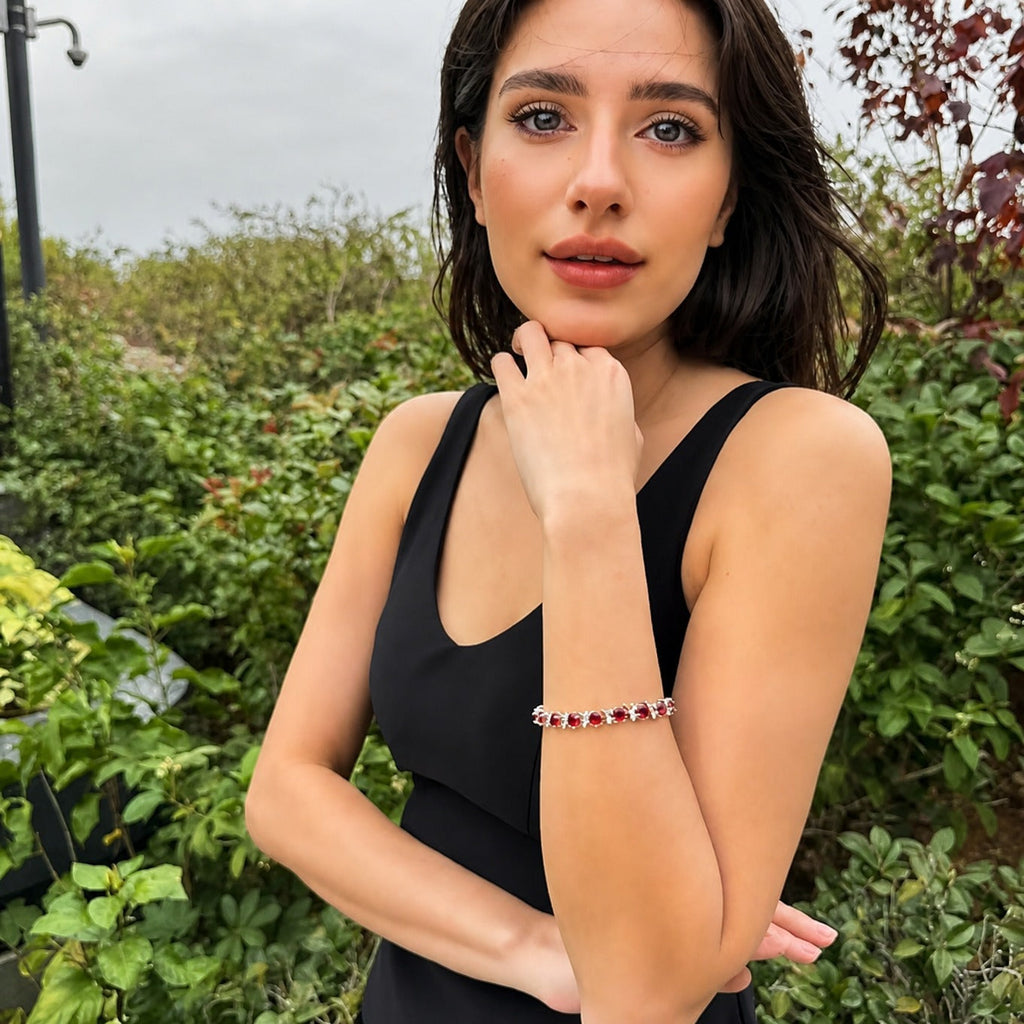 Rubinreben Tennisarmband aus Weißgold