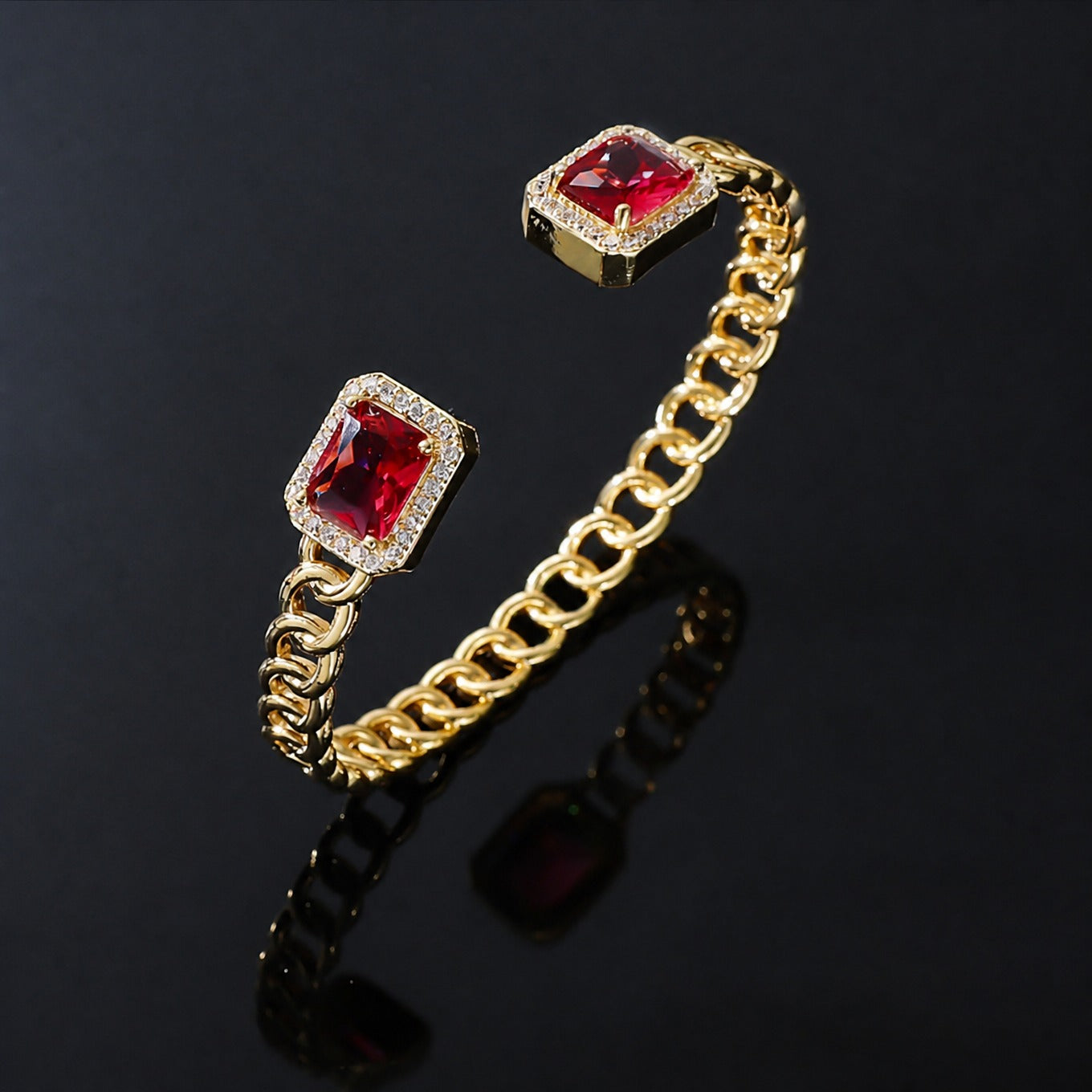 Veloria Ruby Offenes Goldarmband