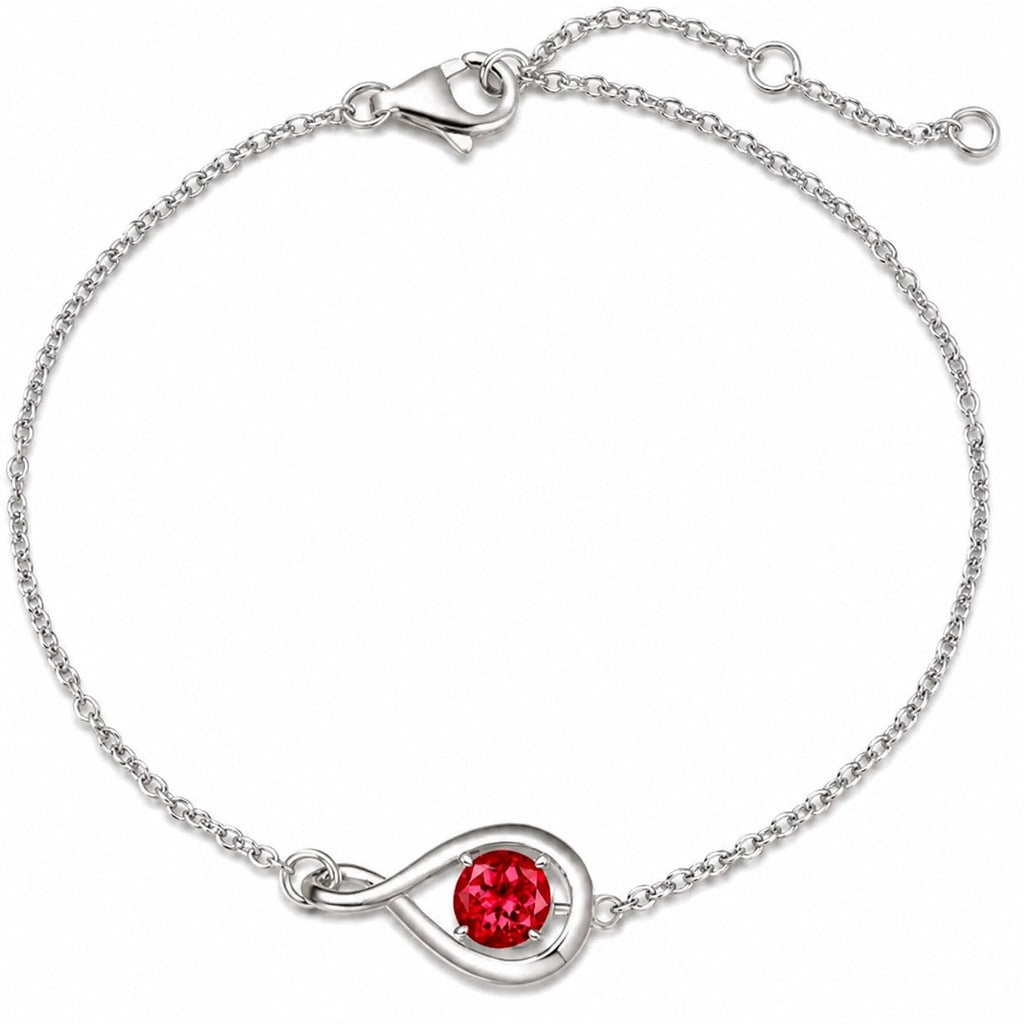 Rubin Unendlichkeit Weißgold Armband