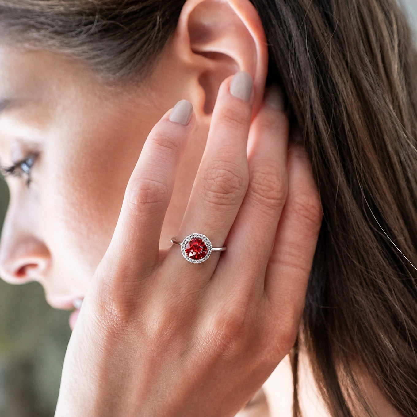 Crimson Glow Versprechen Rubin Weißgoldring