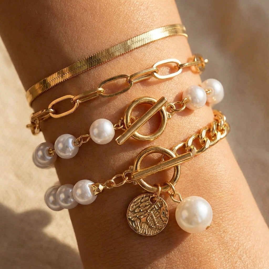 Luxe Schichtperlen-Armband-Set