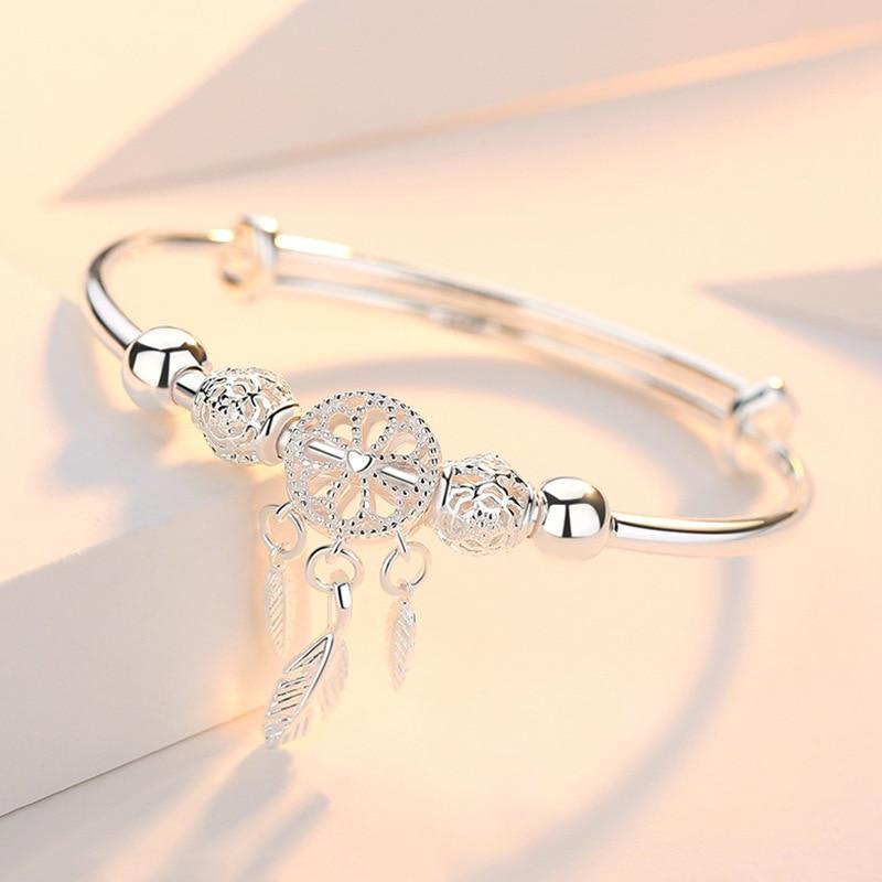 Silbernes verstellbares Traumfänger-Armband
