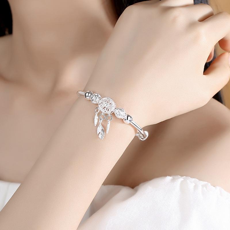 Silbernes verstellbares Traumfänger-Armband