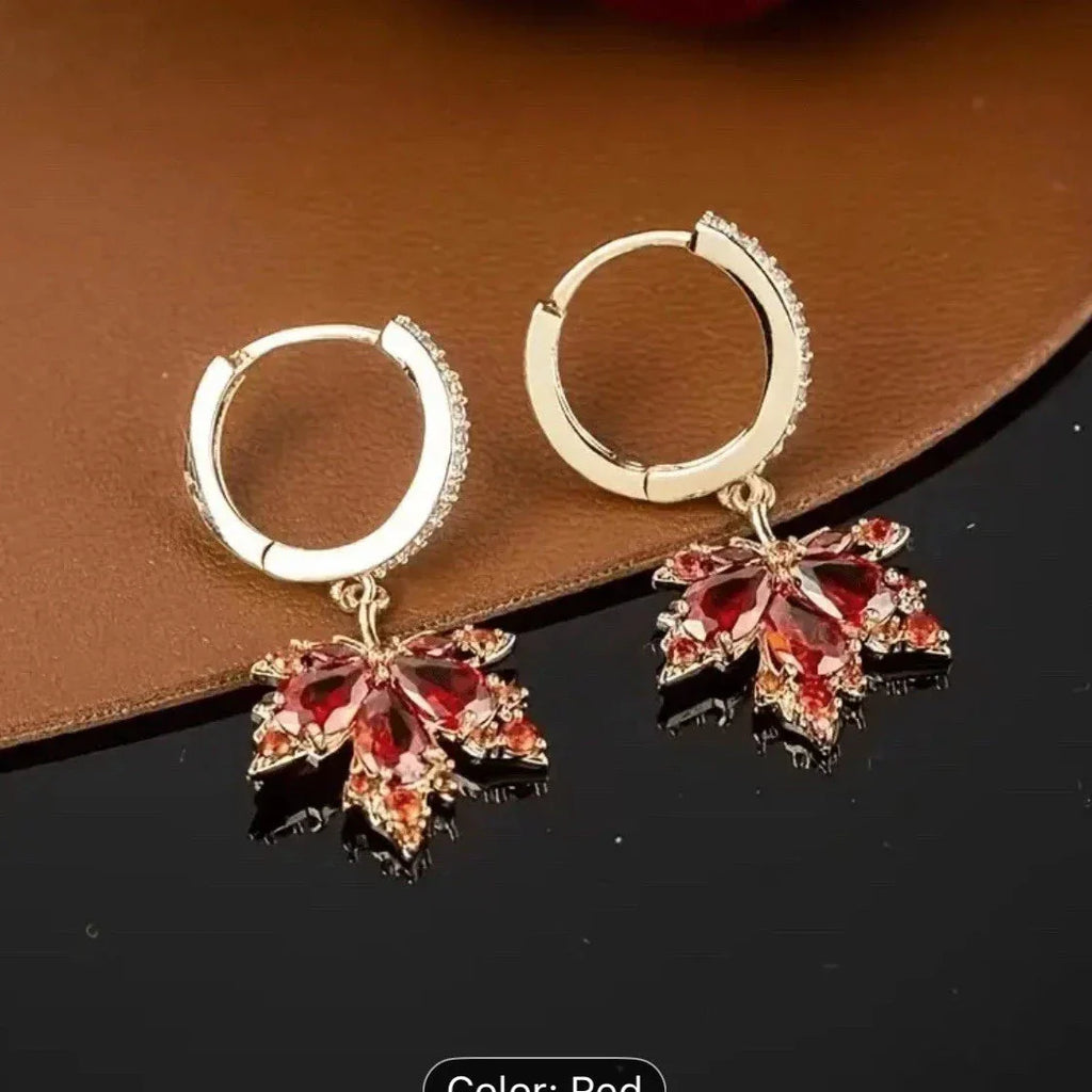 Zircon Blattglanz Goldohrringe