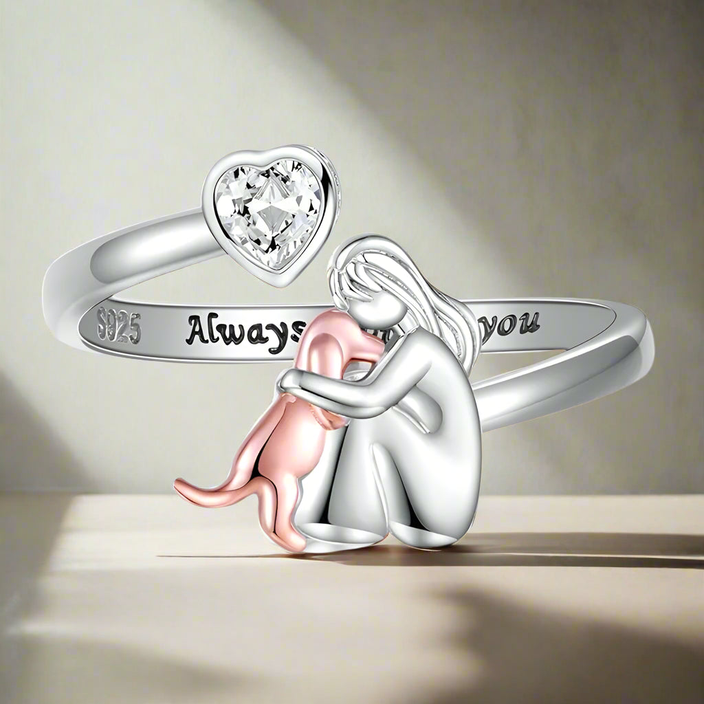 Silberner Hund Zirconia Ring